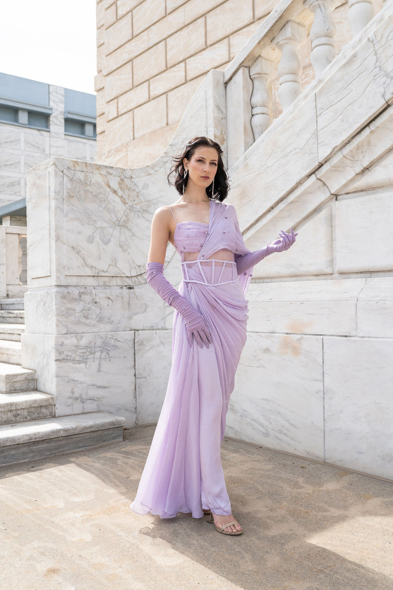 Lilac Chiffon Strapless Floor Length Prom Dresses, SP945 | Simidress